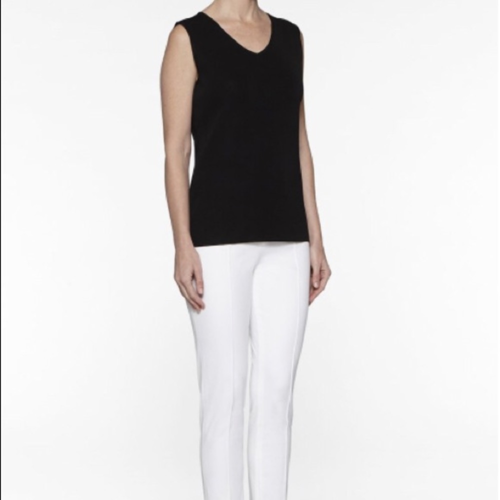 EUC Tank: V-Neck, Knit, Black, Exclusively Misook, Finely Ribbed